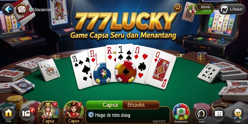 Tampilan antarmuka permainan Capsa yang menarik dan dinamis.