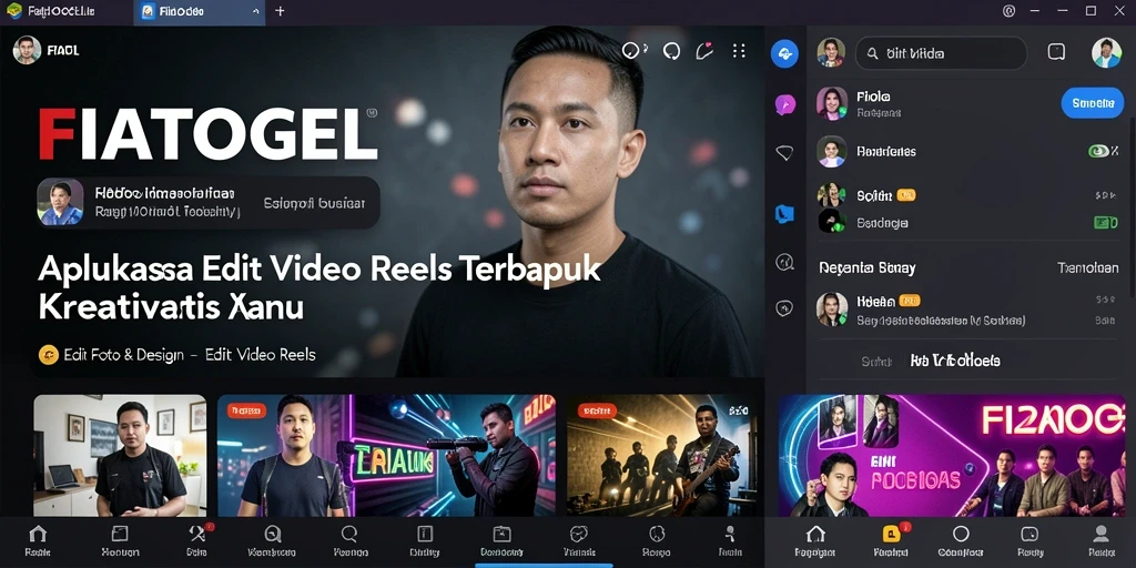 Tampilan antarmuka aplikasi FIATOGEL untuk Edit Video Reels yang menarik.
