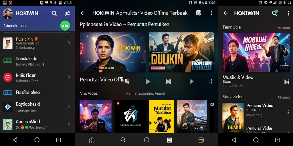 Antarmuka HOKIWIN untuk pemutaran video offline yang menarik dan mudah digunakan.