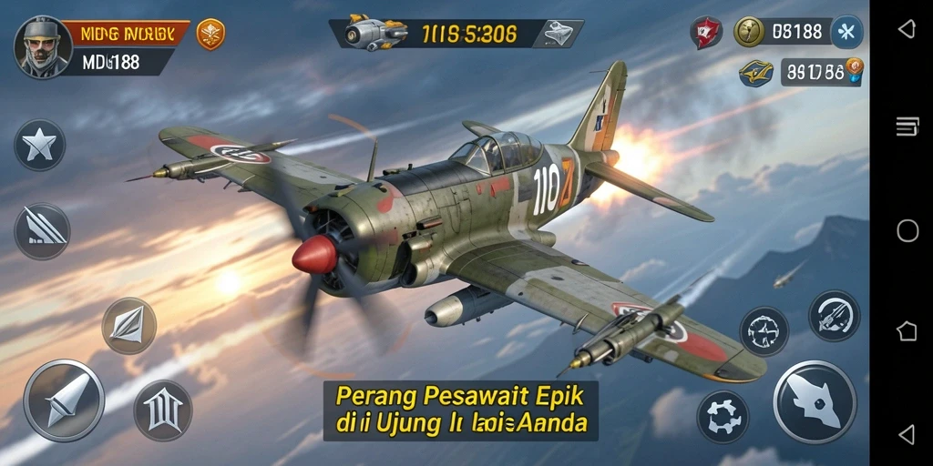Tampilan antarmuka MDG188 saat pertempuran udara yang intens.