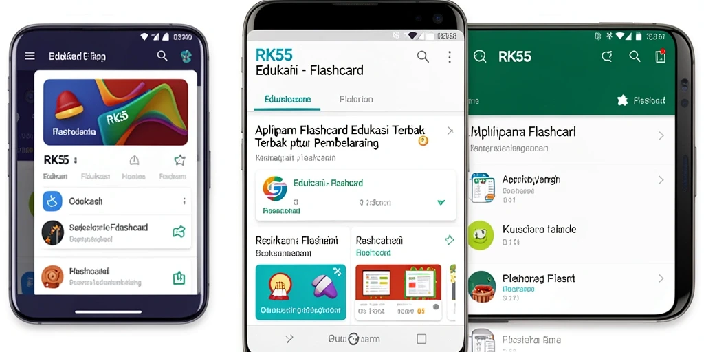 Antarmuka sederhana dan intuitif aplikasi Flashcard RK55.