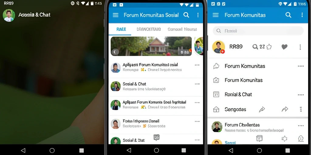 Tampilan antarmuka pengguna aplikasi Forum Komunitas RR89 yang menarik.