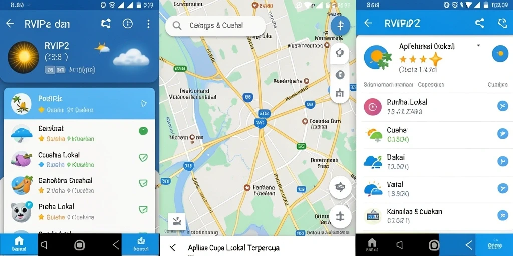 Tampilan antarmuka utama aplikasi Cuaca Lokal RVIP2 yang informatif.