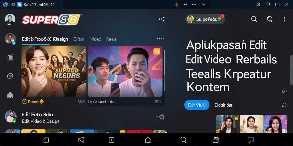 Tampilan antarmuka SUPER88 untuk pengeditan video reels yang intuitif.